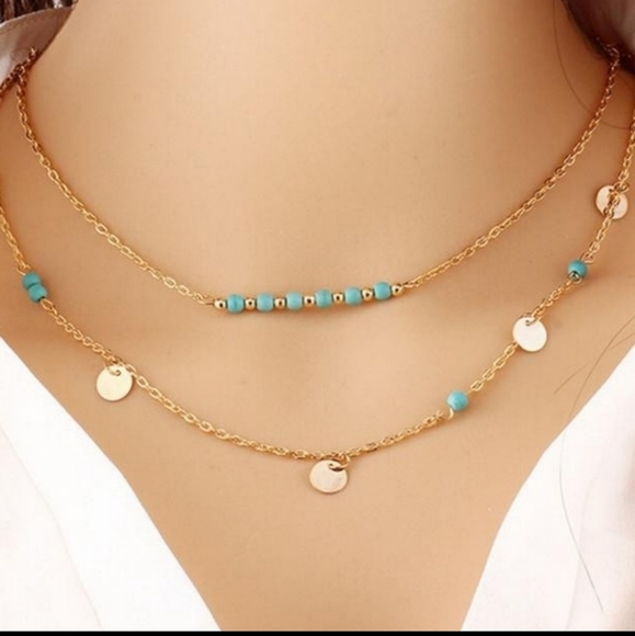 Layered boho beaded and gold necklace - Picture 2 of 5